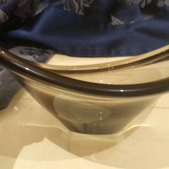 Vintage Mid-century modern free form Smoke glass bowl Denmark - Picture 2 of 4